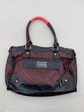Gianni Bini Black with Red Polka-Dot Perforated Tote
